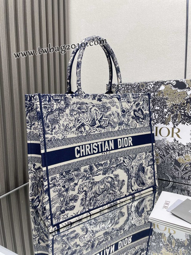 Dior专柜新款TOTE包迪奥高仿原单经典蓝虎大号购物袋手提托特包 djfk1378